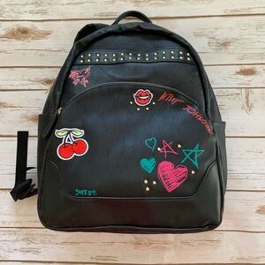 Betsy Johnson Black Studded Backpack